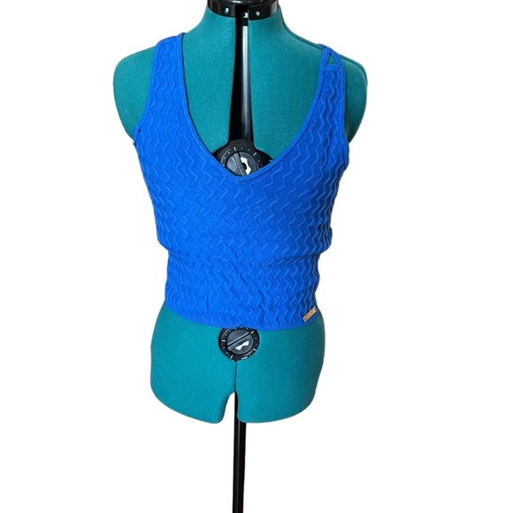 House Of Sunny Blue Knitted Bohemian Adjustable Spaghetti Strap Crop Top A23 - Picture 1 of 5